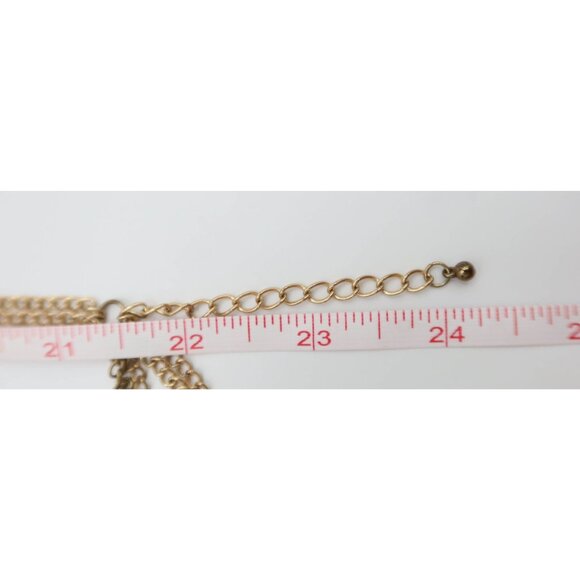 Chunky 3 Strand Curb Chain Necklace Gold Rose Gold & Silver Statement 24 Inches - Picture 6 of 7